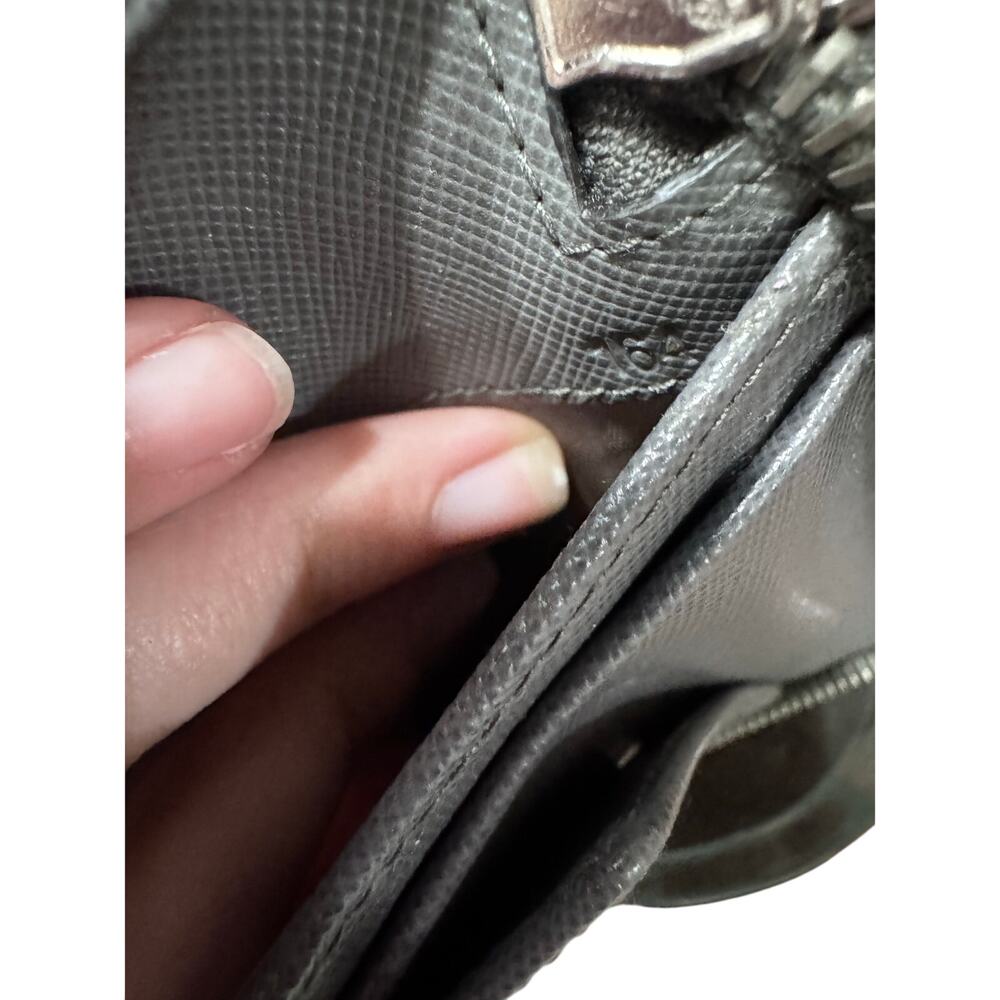 Auth Prada Grey Saffiano Leather Double Zip Travel Organizer Wallet Large - Picture 16 of 16